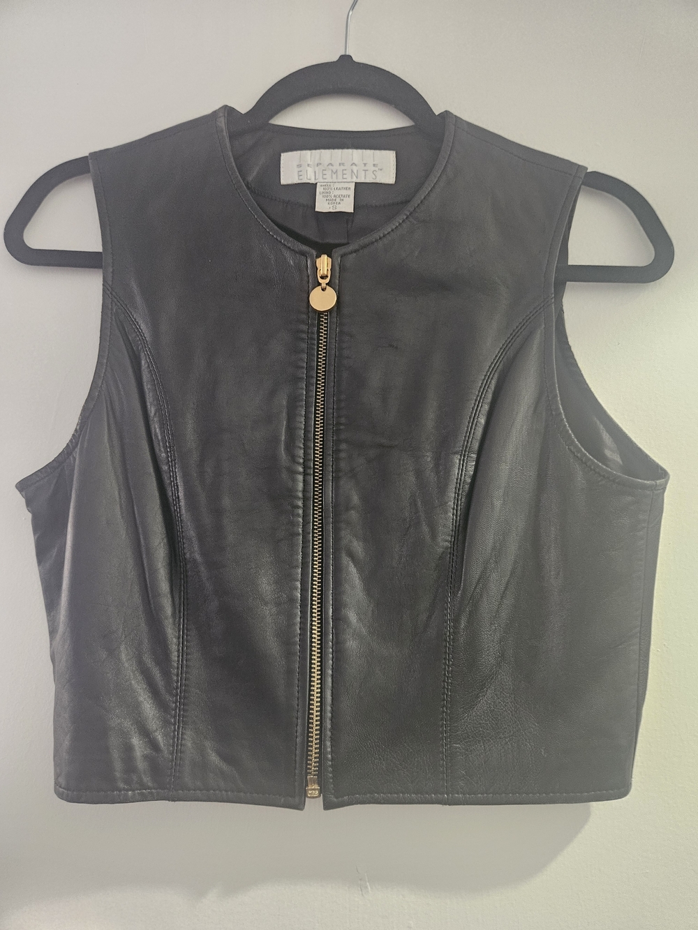 Element Leather Zip Vest in Black